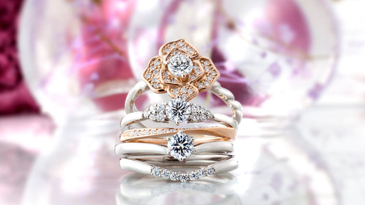 Image of Aimeroir bridal rings. Romantic wedding ring designs inspired by the fragrance of destiny.