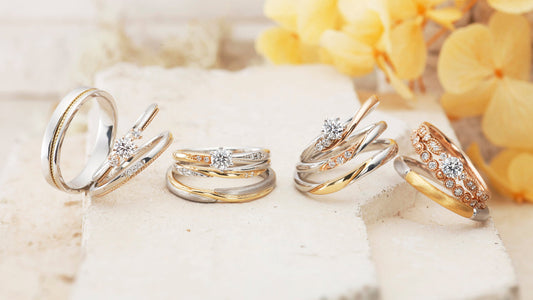 Image of Amour Amulet combination rings. Bridal jewelry designed as a love talisman.