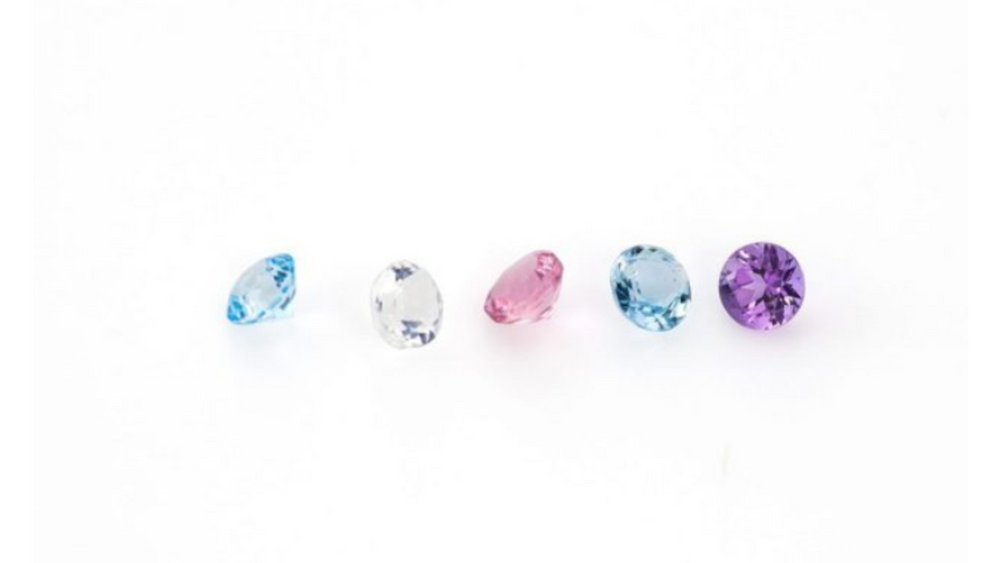 Colorful jewelry collection featuring 12 birthstones by month
