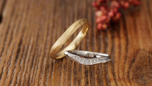 Handcrafted hammered wedding ring with a distinctive texture and brilliant shine, perfect for a unique bridal look.