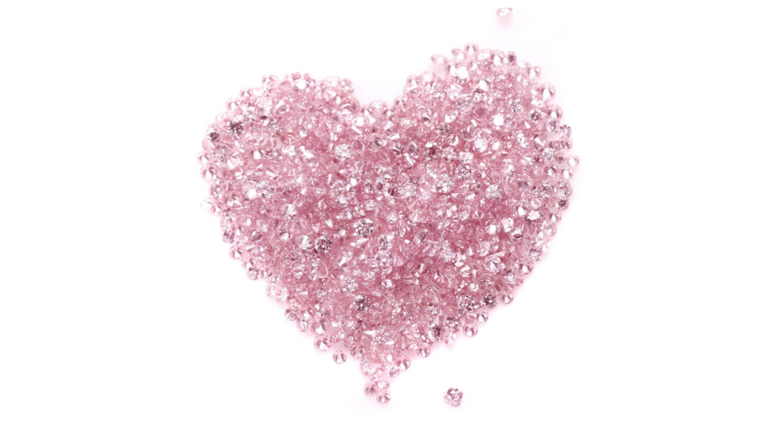 Milk＆Strawberry engagement and wedding ring set with sparkling pink diamond accents