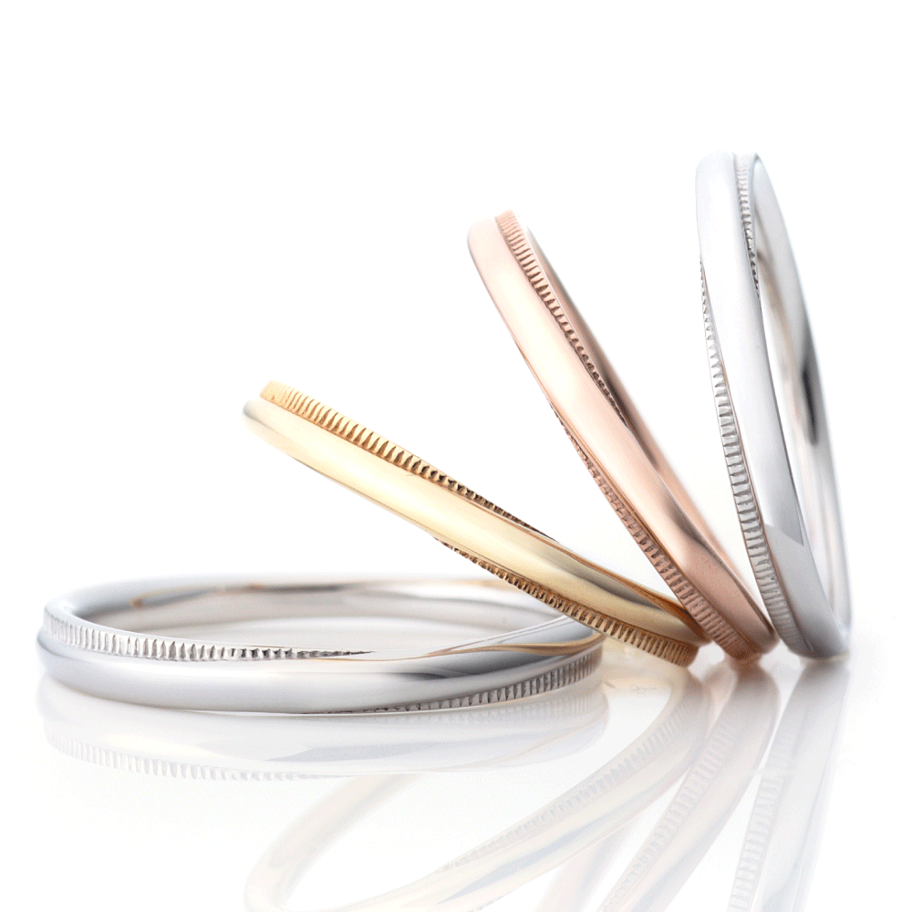 〈SPECCIO〉Gold Wedding Rings – Straight Band with Asymmetrical Coin Edg ...