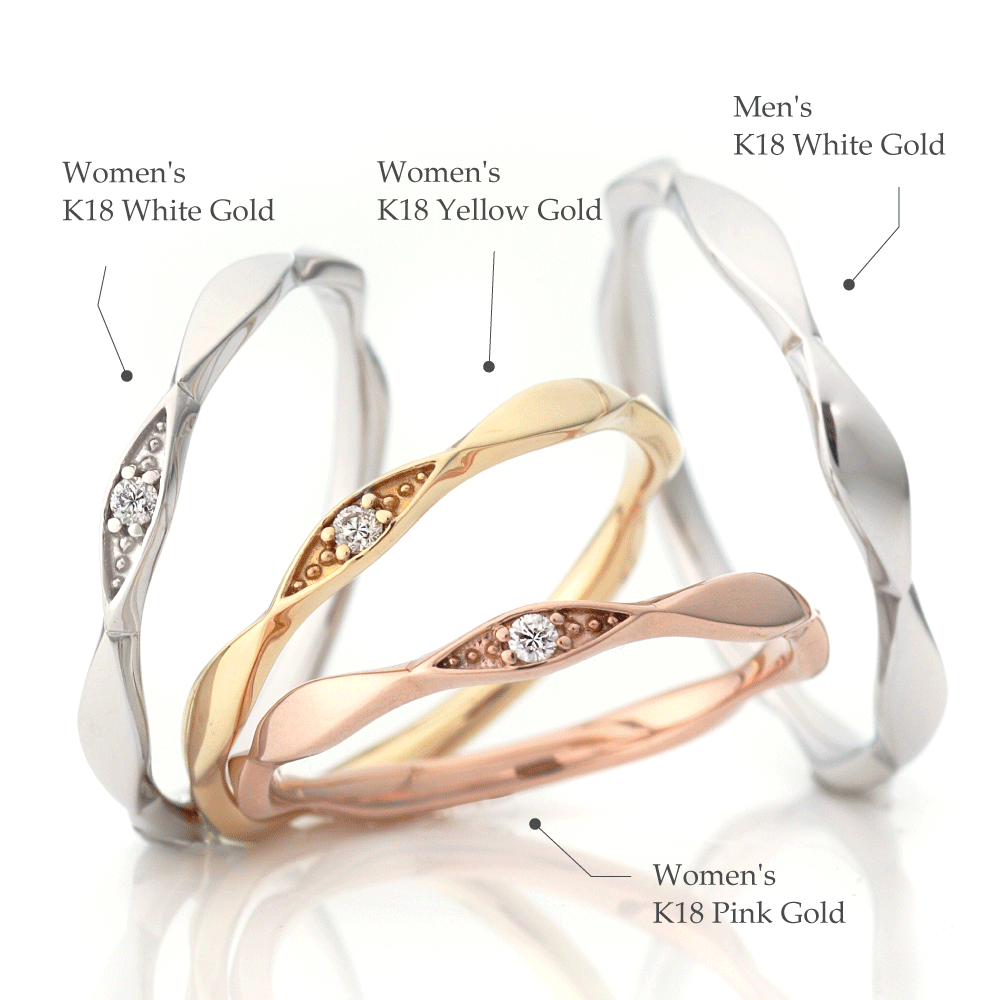 "casual and simple wedding ring （wedding band,marria,pairrings）from the Aglobe japan's Ankhore collection.
K18 pink gold（rose gold）,K18 Yellow Gold and K18 White Gold wedding ring （wedding band,marriage ring） with natural texture."