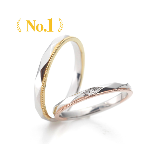 "antique and European wedding ring （wedding band,marriage ring）from the Aglobe japan's cherluv collection.
Combination marriage ring（wedding ring,wedding band） in platinum and K18 pink gold（K18 Yellow Gold）.
Straight type Milled rings."