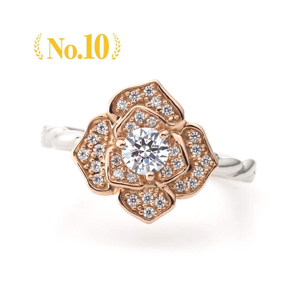 "AGLOBE JAPAN's Aimeroir bridal ring with lab-grown diamond in Straight design.
Combination engagement ring in platinum and K18 pink gold（rose gold）.
K18 pink gold（rose gold） engagement ring with cute and simple texture."