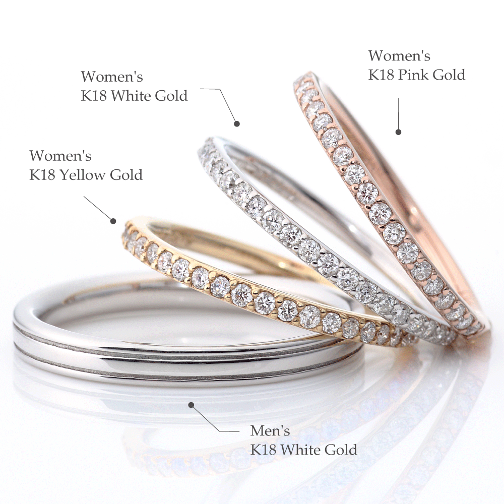 "casual and simple wedding ring （wedding band,marria,pairrings）from the Aglobe japan's Ankhore collection.
K18 pink gold（rose gold）,K18 Yellow Gold and K18 White Gold wedding ring （wedding band,marriage ring） with natural texture.
Straight type diamond eternity ring"
