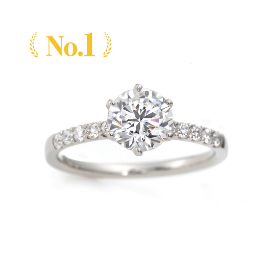 〈DIZER〉Platinum Engagement Ring with 1.0ct Lab-Grown + 0.18ct Side
