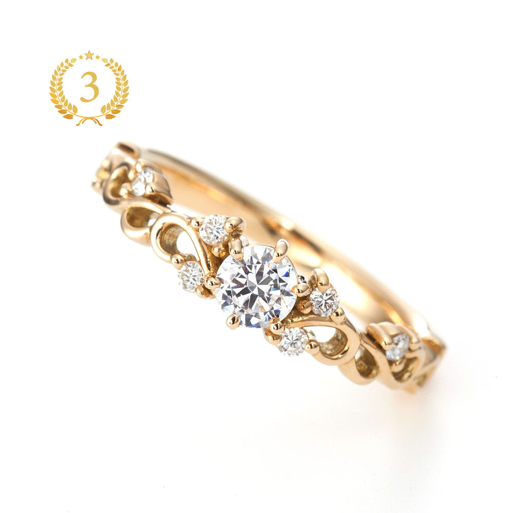 AGLOBE JAPAN's paveochocolat bridal ring with lab-grown diamond in Straight design.
K18 Pink Gold（rose gold） engagement ring with European and luxury texture.