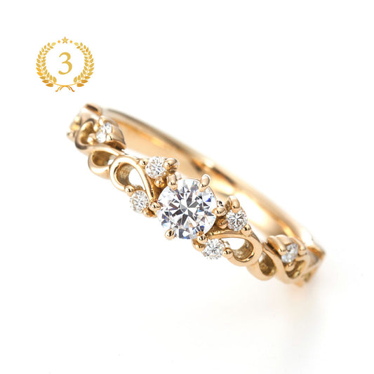 AGLOBE JAPAN's paveochocolat bridal ring with lab-grown diamond in Straight design.
K18 Pink Gold（rose gold） engagement ring with European and luxury texture.