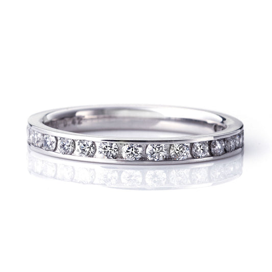 Diamond eternity ring for anniversary gift.
luxury anniversary ring with diamonds in platinum setting.