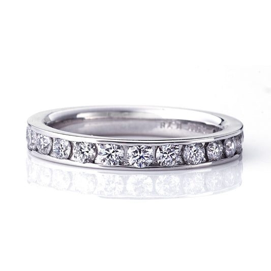 Diamond eternity ring for anniversary gift.
luxury anniversary ring with diamonds in platinum setting.