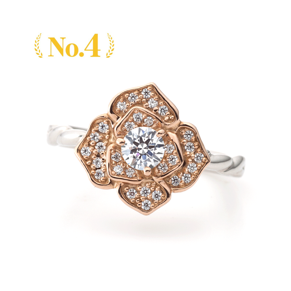 "AGLOBE JAPAN's Aimeroir bridal ring with lab-grown diamond in Straight design.
Combination engagement ring in platinum and K18 pink gold（rose gold）.
K18 pink gold（rose gold） engagement ring with cute and simple texture."