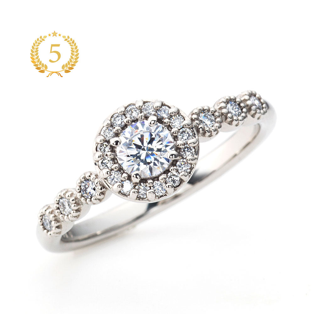 〈BALLETTI〉Platinum engagement ring – 0.30ct lab diamond, 0.16ct side d ...