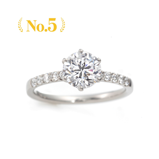 〈DIZER〉Platinum Engagement Ring with 1.0ct Lab-Grown + 0.18ct Side