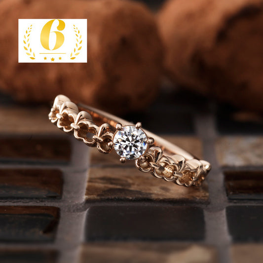 "AGLOBE JAPAN's paveochocolat bridal ring with lab-grown diamond in Straight design.
K18 Pink Gold（rose gold） engagement ring with European and luxury texture."