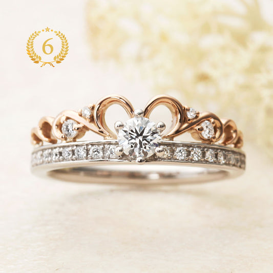 AGLOBE JAPAN's Amour Amulet bridal ring with lab-grown diamond in Straight design.
Combination engagement ring with antique  and European texture.
Combination engagement ring in platinum and K18 pink gold（rose gold）