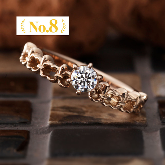 AGLOBE JAPAN's paveochocolat bridal ring with lab-grown diamond in Straight design.
K18 Pink Gold（rose gold） engagement ring with European and luxury texture."