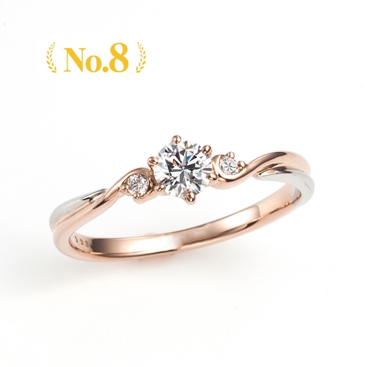 "AGLOBE JAPAN's Aimeroir bridal ring with lab-grown diamond in wave design.
Combination engagement ring in platinum and K18 pink gold（rose gold）.
Combination engagement ring with cute,unique,simple and standard texture."