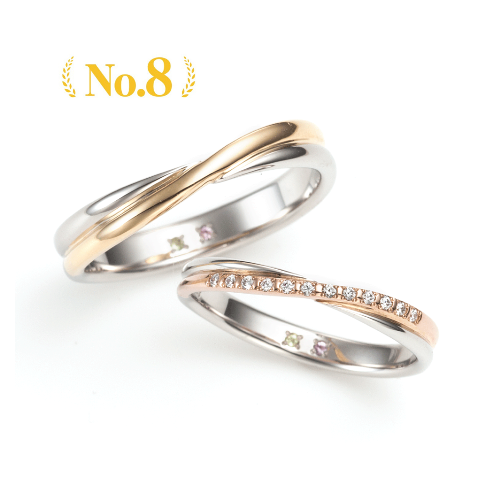 "cute,unique,simple and standard wedding ring （wedding band,marriage ring）from the Aglobe japan's Coffret Couleur collection.
Combination marriage ring（wedding ring,wedding band） in platinum and K18 pink gold（K18 Yellow Gold）.
"