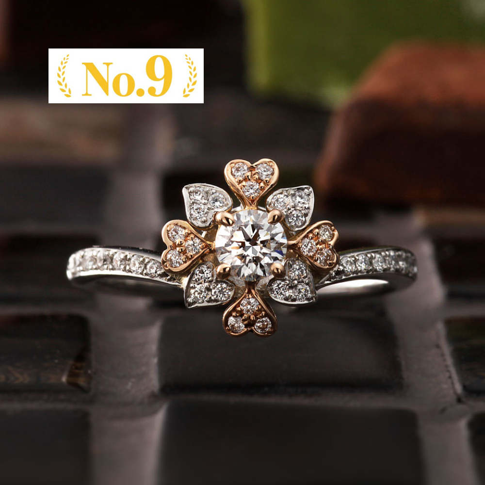 "AGLOBE JAPAN's paveochocolat bridal ring with lab-grown diamond in V-shape design.
Combination engagement ring in platinum and K18 pink gold（rose gold）.
Combination engagement ring with European and luxury texture."