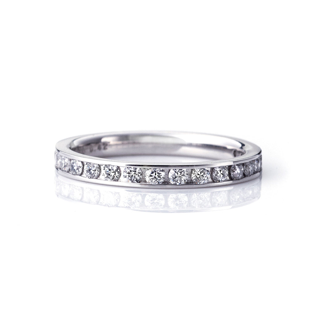 Diamond eternity ring for anniversary gift.
luxury anniversary ring with diamonds in platinum setting.