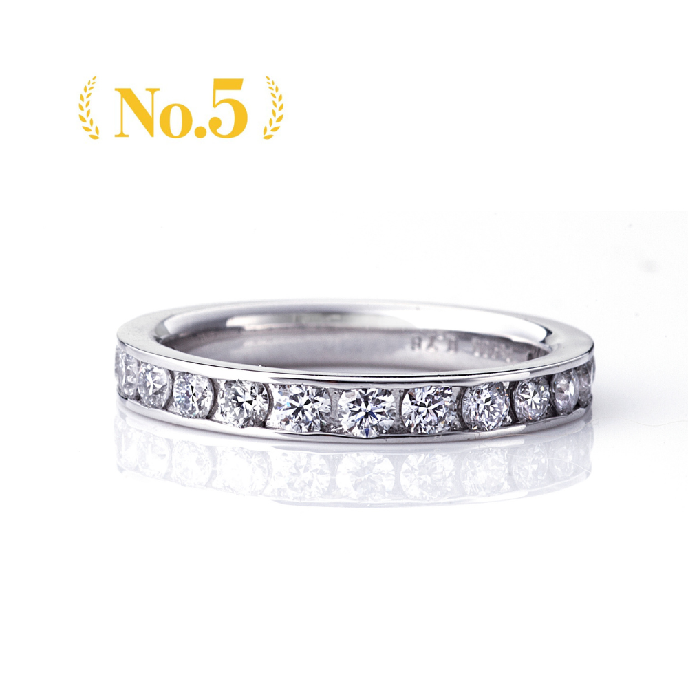 Diamond eternity ring for anniversary gift. luxury anniversary ring with diamonds in platinum setting.