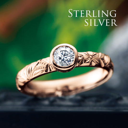 〈MAULOA HE-1-G〉Sterling Silver Engagement Ring Plated with Pink Gold + 0.30ct Lab-Grown Diamond