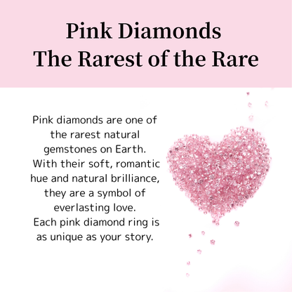 Natural and rare pink diamond set in wedding ring.