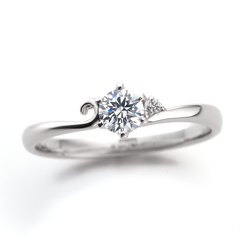 "AGLOBE JAPAN's Promise Ring bridal ring with lab-grown diamond in wave design.
Platinum900 engagement ring with simple,standard and casual texture."