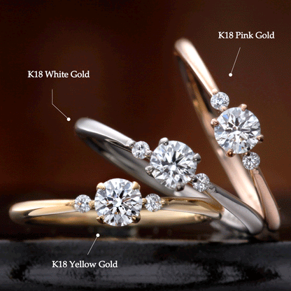"AGLOBE JAPAN's cherluv bridal ring with lab-grown diamond in Straight design.
K18 pink gold（rose gold）,K18 Yellow Gold and K18 White Gold engagement ring with antique and European texture."