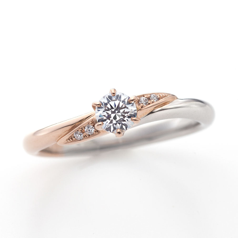 "AGLOBE JAPAN's Stel Giurare bridal ring with lab-grown diamond in wave design.
Combination engagement ring in platinum and K18 pink gold（rose gold）.
Combination engagement ring with standard ,European and luxury texture."