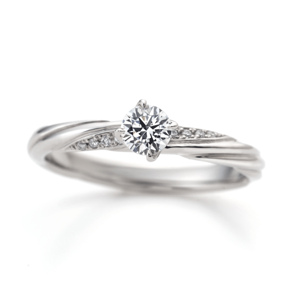 〈BEAURO 04°〉Platinum Engagement Ring with 0.30ct Lab-Grown + 0.02ct Si ...
