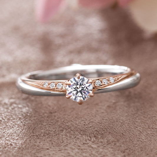 "AGLOBE JAPAN's Stel Giurare bridal ring with lab-grown diamond in Straight design.
Combination engagement ring in platinum and K18 pink gold（rose gold）.
Combination engagement ring with standard ,European and luxury texture."