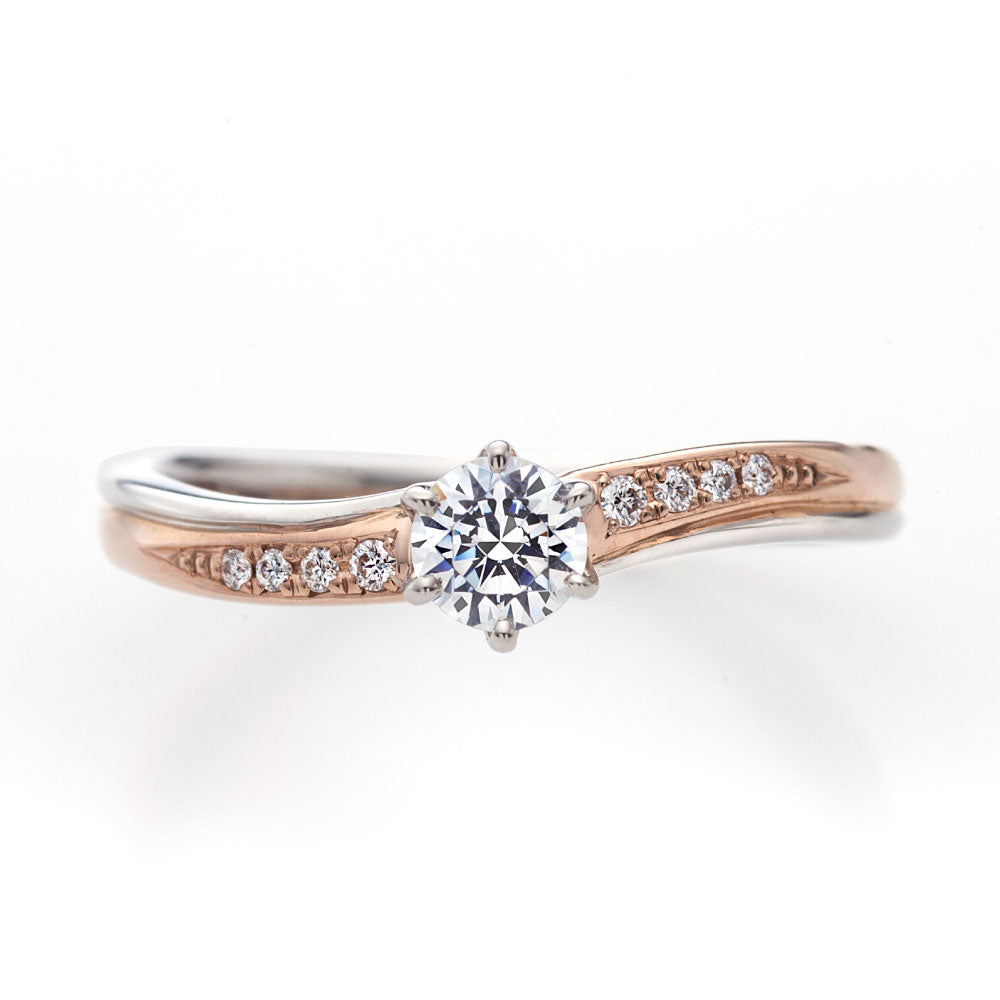 "AGLOBE JAPAN's Stel Giurare bridal ring with lab-grown diamond in wave design.
Combination engagement ring in platinum and K18 pink gold（rose gold）.
Combination engagement ring with standard ,European and luxury texture."