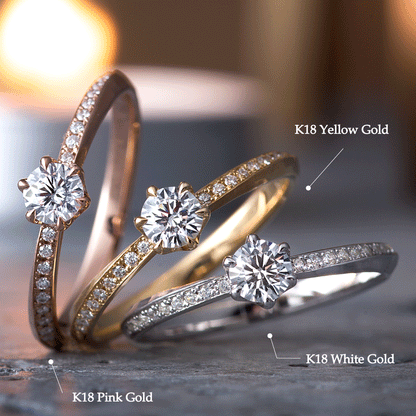 "AGLOBE JAPAN's neuspur bridal ring with lab-grown diamond in Straight design.
K18 White Gold , K18 pink gold（rose gold）and K18 Yellow Gold engagement ring with casual and unique texture.
Shape processing is applied to the ring surface.
"