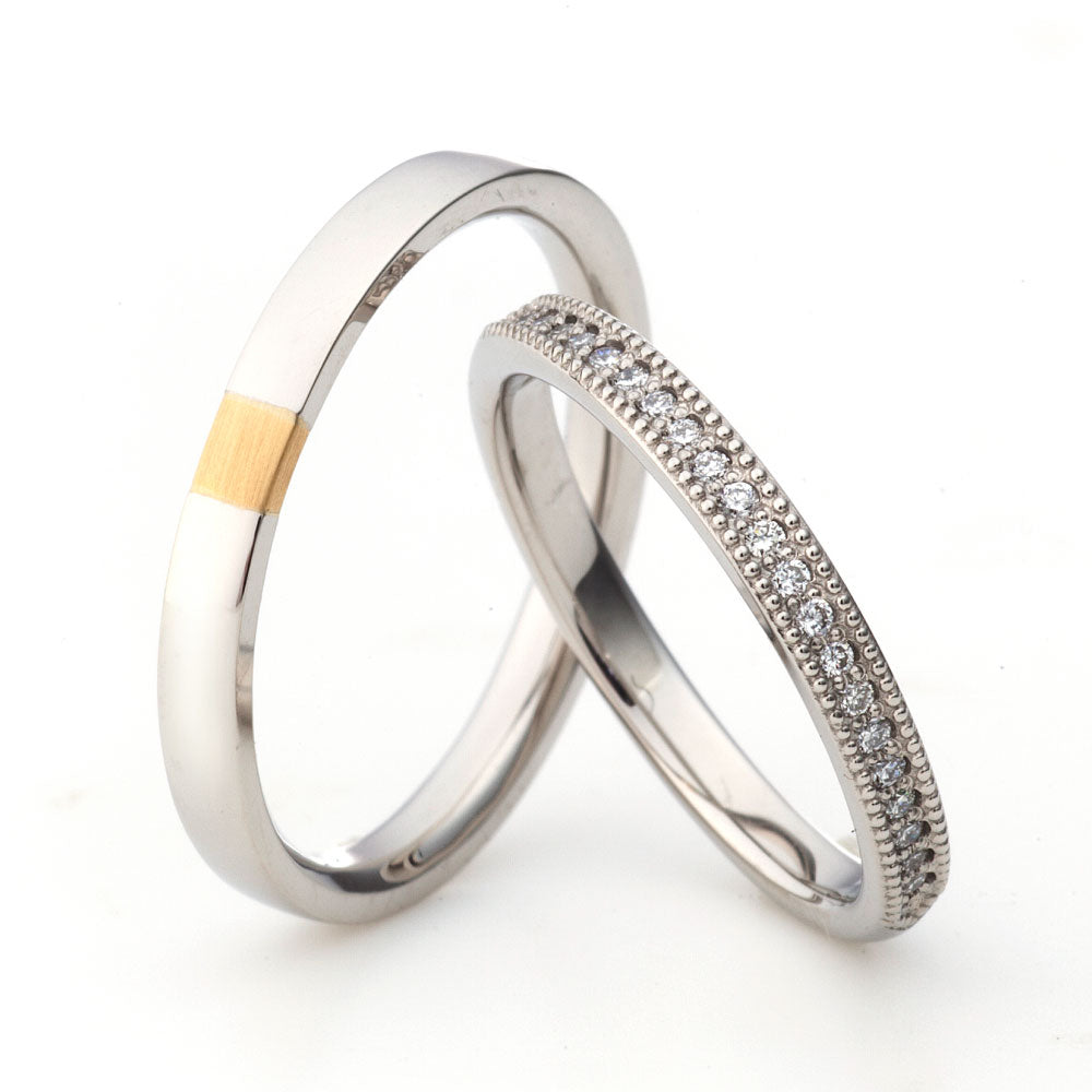 "antique,European,luxury and Simple wedding ring （wedding band,marriage ring）from the Aglobe japan's PRIMA PORTA collection.
Combination marriage ring（wedding ring,wedding band） in platinum and K18 Yellow Gold.
Platinum900  and K18 Yellow Gold.wedding ring （wedding band,marriage ring） with antique and European texture.
Straight type diamond eternity ring"