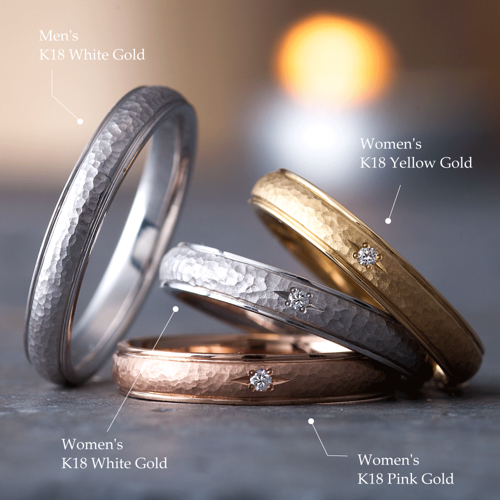 "casual wedding ring （wedding band,marriage ring）from the Aglobe japan's neuspur collection.
K18 White Gold , K18 pink gold（rose gold）and K18 Yellow Gold wedding ring （wedding band,marriage ring） with unique and Simple texture.
Shape processing is applied to the ring surface."