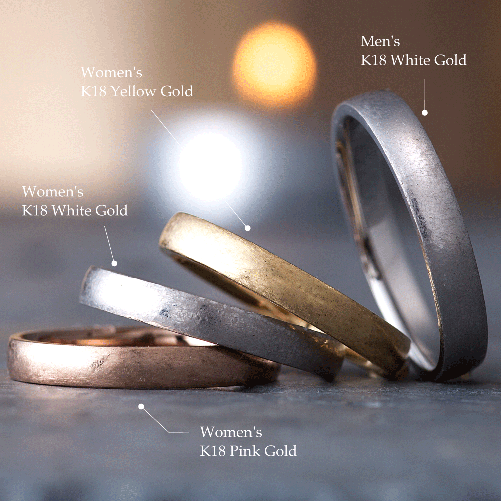"casual wedding ring （wedding band,marriage ring）from the Aglobe japan's neuspur collection.
K18 White Gold , K18 pink gold（rose gold）and K18 Yellow Gold wedding ring （wedding band,marriage ring） with unique and Simple texture.
Shape processing is applied to the ring surface."