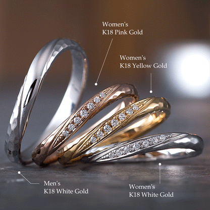 "casual wedding ring （wedding band,marriage ring）from the Aglobe japan's neuspur collection.
K18 White Gold , K18 pink gold（rose gold）and K18 Yellow Gold wedding ring （wedding band,marriage ring） with unique and Simple texture.
Shape processing is applied to the ring surface."
