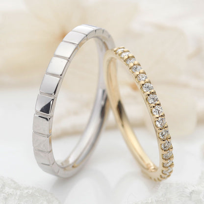"Simple,standard and European wedding ring （wedding band,marriage ring）from the Aglobe japan's vivage collection.
Platinum900 and K18 Yellow Gold wedding ring （wedding band,marriage ring） with Simple and European texture.
Straight type diamond eternity ring"