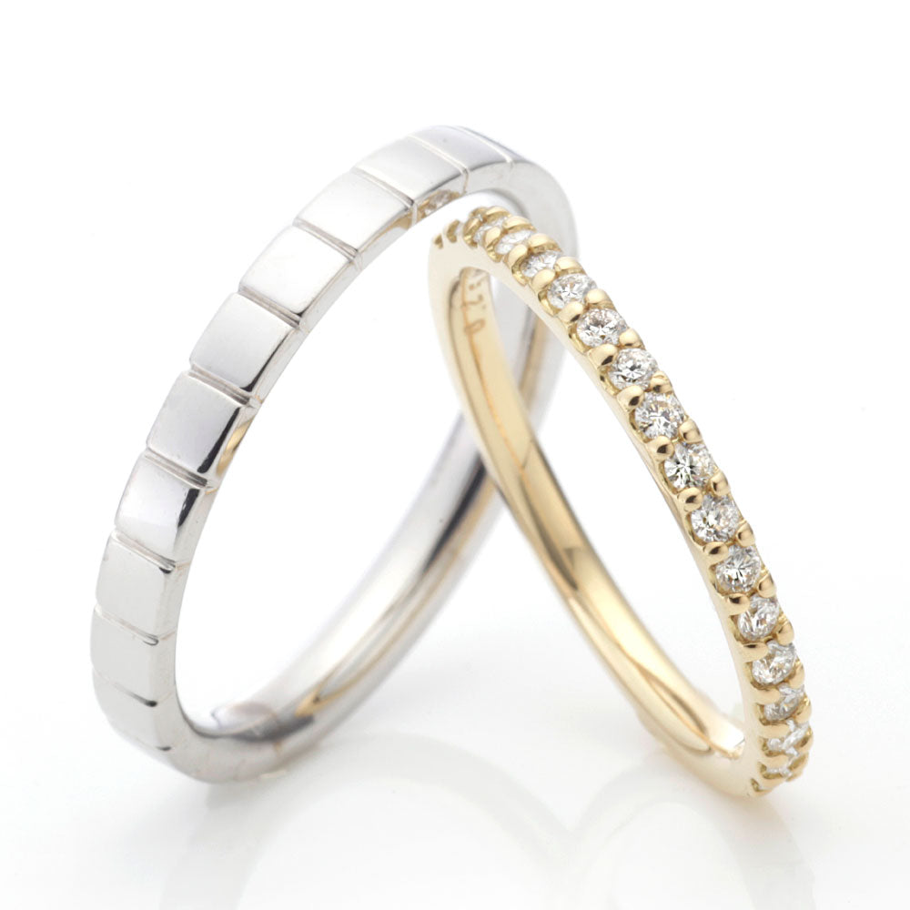 "Simple,standard and European wedding ring （wedding band,marriage ring）from the Aglobe japan's vivage collection.
Platinum900 and K18 Yellow Gold wedding ring （wedding band,marriage ring） with Simple and European texture.
Straight type diamond eternity ring"