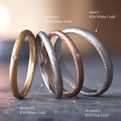 "casual wedding ring （wedding band,marriage ring）from the Aglobe japan's neuspur collection.
K18 White Gold , K18 pink gold（rose gold）and K18 Yellow Gold wedding ring （wedding band,marriage ring） with unique and Simple texture.
Shape processing is applied to the ring surface."